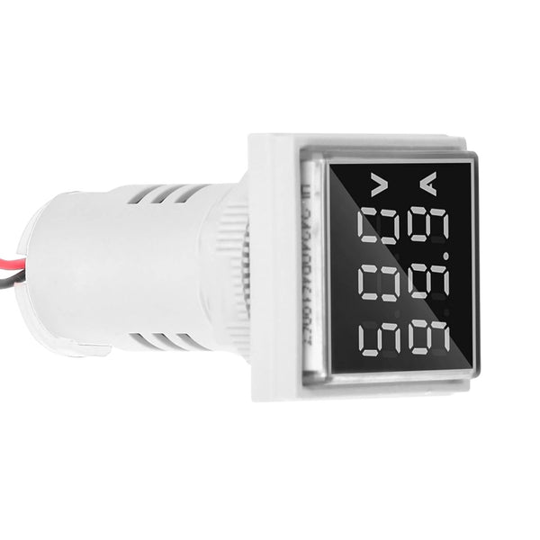 LED Display Voltmeter, 22mm Dual Display Panel Ammeter for AC 0-100A 60-500V Meter Indicator (White)