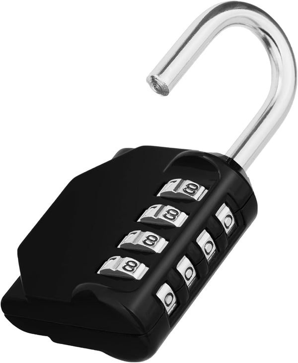 ZHEGE Padlock, Combination Lock 4 Digits, Weatherproof Outdoor Padlock for Gym Locker, Garden Fence Gate (Black)