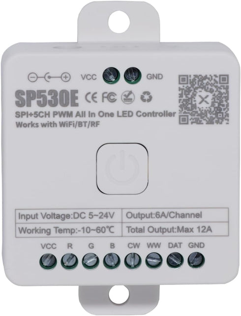 RECRE-TECH SP530E WiFi Alexa Voice Controller, Ws2812b Ws2811 Led Lights Controller, RGB RGBW