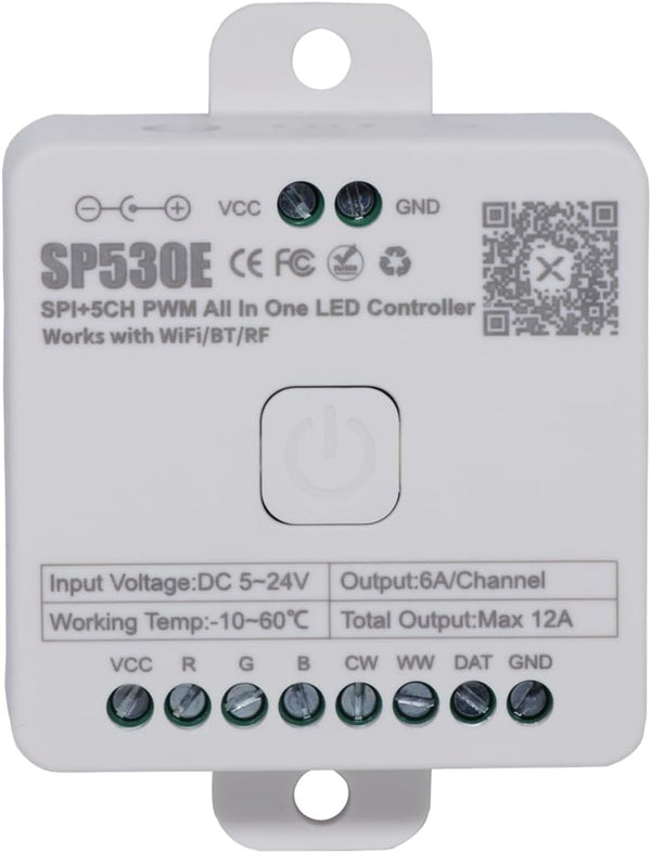 RECRE-TECH SP530E WiFi Alexa Voice Controller, Ws2812b Ws2811 Led Lights Controller, RGB RGBW