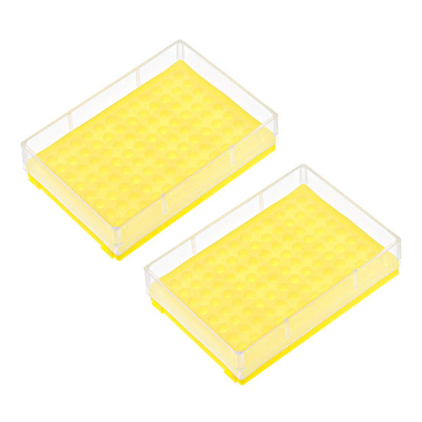 uxcell Centrifuge Tube Rack Storage Box, 96-Well Polypropylene Holder for 0.2ml Tubes, 2 Pcs