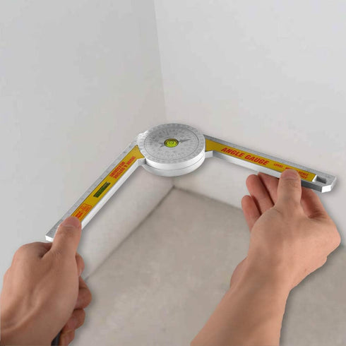 Miter Saw Protractor Angle Ruler, 360 Degree Measure Tool with High Accuracy Bubble Level for Carpenters