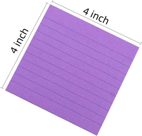Early Buy Lined Sticky Notes 4x4, Self-Stick Notes with Lines, 6 Candy Color Pads, 70 Sheets/Pad.