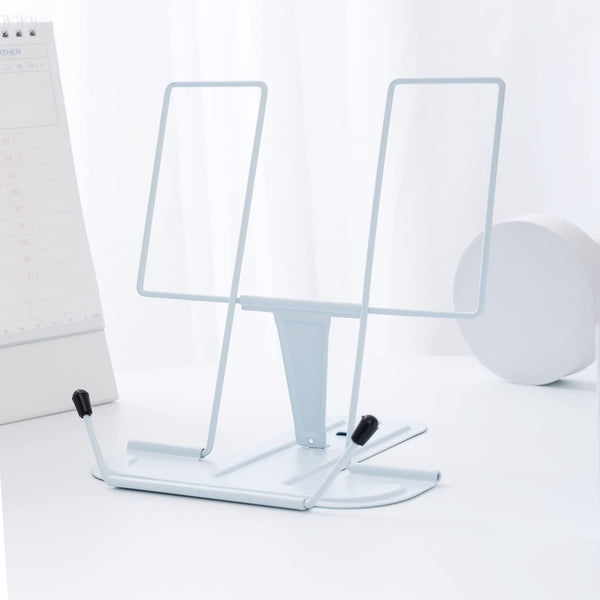Metal Book Stand for Desk, Adjustable Cookbook Holder, Portable Documents Holder, Sturdy Typing Stand for Recipes
