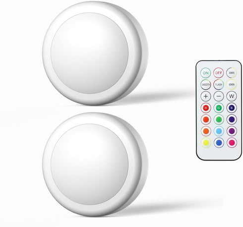 SFMSMOks Ratterv Oneratedl FD Puck liahts with Wireless Remote,13 Color RGB -for