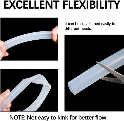 5/8" 5/8" 3/4" (10Ft) Eoiips ID Pure Silicone Tubing, ID x OD Food Grade Tube High Temp Silicone Hose for Home Brewing