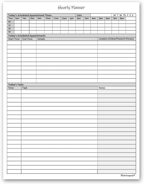 Hourly Planner Notepad, 50 Page Planning Pad w/Appointment Time Block, 8.5 X 11, A4 Sheets for Office Work Schedule