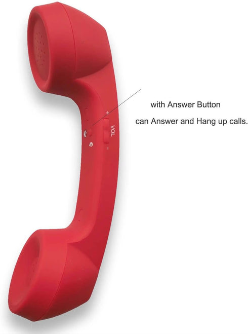 Wireless Retro Telephone Handset, Radiation-Proof Handset Receivers for Mobile Phone with Comfortable Call (Red)
