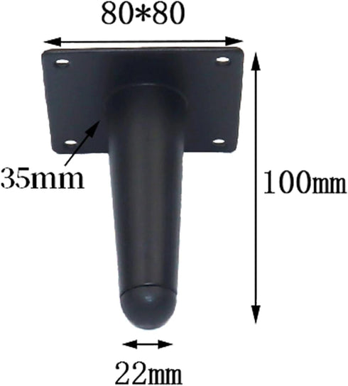 HZEPDVT 4 Pieces(10cm) Matte Black Straight Cone Bedside Table heightened Foot pad Sofa Foot Coffee Table Foot Bathroom
