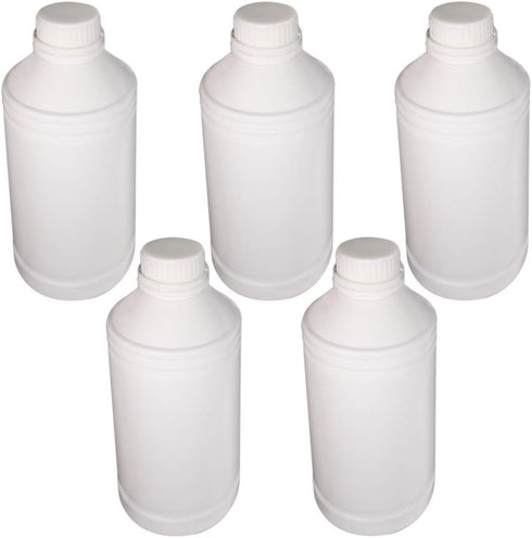 Othmro PE Plastic Lab Chemical Reagent Bottles 5pcs, 1000ml/34oz Small Mouth Round Sample Liquid Storage Container with