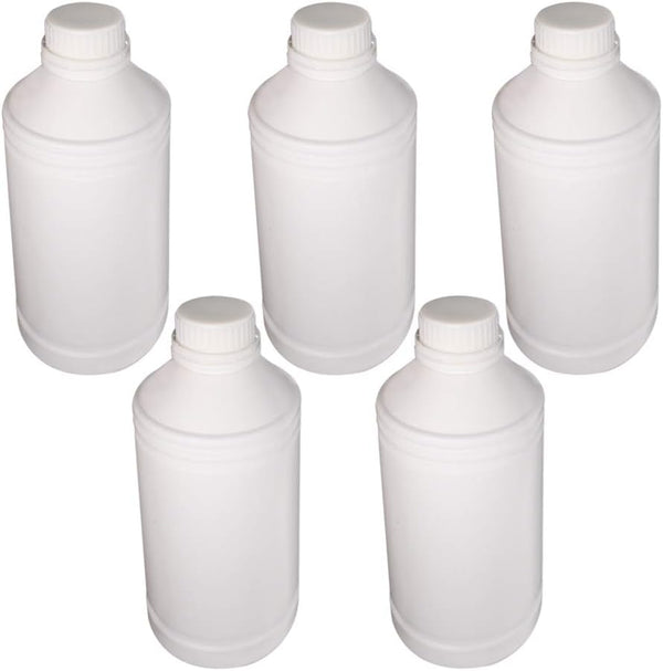 Othmro PE Plastic Lab Chemical Reagent Bottles 5pcs, 1000ml/34oz Small Mouth Round Sample Liquid Storage Container with