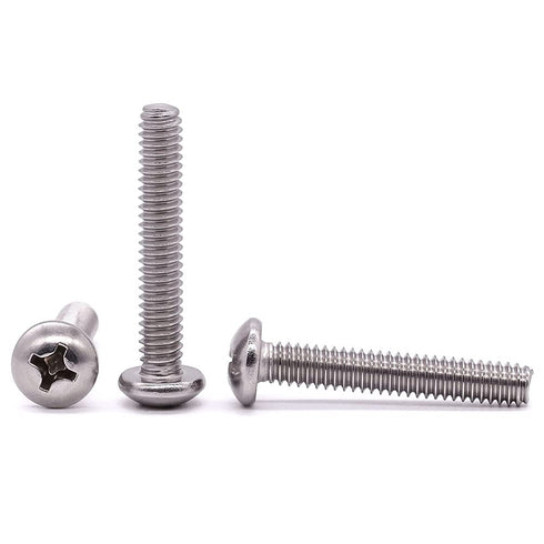 #10-24 x 1-1/4" Pan Head Machine Screw, Phillips Drive, 304 Stainless Steel, 50 Pcs Bright Finish
