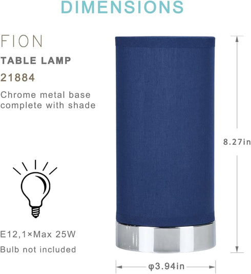 Lampwell FION Small Table Lamp for Living Room, Modern Night Table Lamp, 3.94 H8.27IN, Dark Blue (Bulb Excluded)