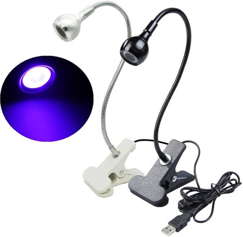 Meitawilltion 3W UV LED Desk Light,Flexible Gooseneck and Clamp Mini Desk Light with Switch,Portable Glue Curing Lamp