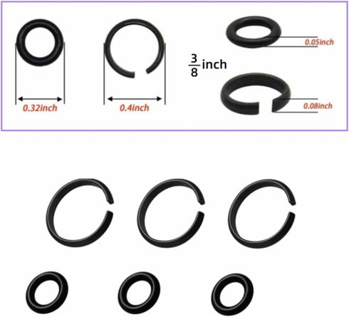 (8+8 Sets 1/2 & 3/8" Impact Retaining Ring Clip Friction Ring Hog Ring with O-Ring for Milwaukee Electric Pneumatic Type Impact Wrench by QMTCYXGS