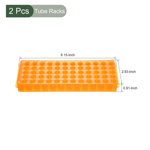 YOKIVE 2Pcs Tube Rack, Double Panel Polypropylene Test Tube Rack Holder | Great for 0.2ml, 0.5ml, 1.5ml, 2ml Lab Test Tube(Orange, 60-Sockets)