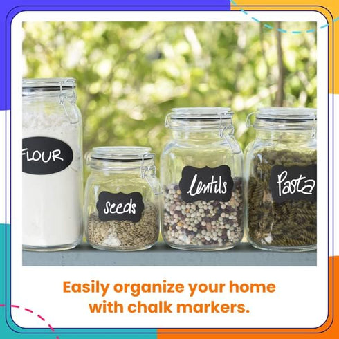 Chalkola 6 White Liquid Chalk Markers - Dry Erase Liquid Chalk Pens for Blackboard, Car Window, Bistro | Variety Pack