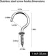 30 Pcs (304) Stainless Steel Screw Ceiling Hooks - 1 Inch Cup Hook Screw-in Light Hooks
