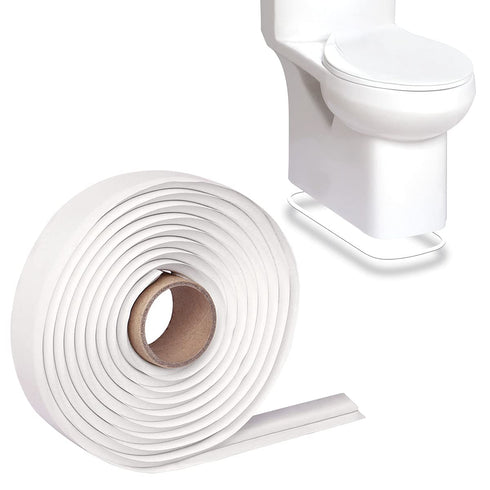 Self Adhesive Tape for Toilet Caulk - Rubber Seal Strip for Toilet Bowl Install, White Caulk Strip