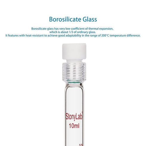 stonylab Glass Test Tube with PTFE Cap - Thicken Borosilicate Glass Reusable Graduated Pressure Resistant Tubes
