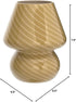 BSOD Glass Mushroom Bedside Table Lamp, Yellow Translucent Murano Vintage Style Striped Small Nightstand Desklamp Swirl