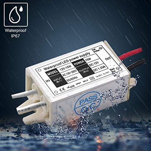 IP67 15W 12V 120VAC 12V MR11/MR16 Bulbs, (4-Pack) Klarlight Waterproof DC LED Power Supply - to DC Converter for LED