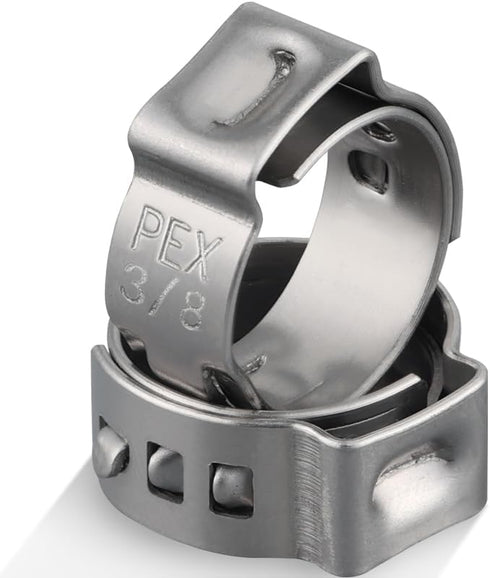 150 Pack 3/8 Inch Pex Clamps, Stepless 304 Stainless Steel Pex Cinch Clamps, Pinch Clamps for PEX Tubing Pipe