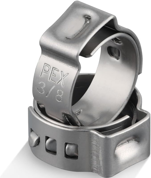 150 Pack 3/8 Inch Pex Clamps, Stepless 304 Stainless Steel Pex Cinch Clamps, Pinch Clamps for PEX Tubing Pipe