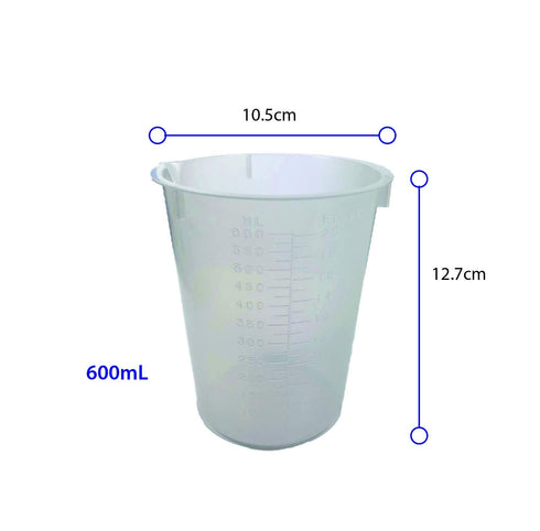 Maryland Plastics L-1270 Graduated Polypropylene Disposable Beaker, 600 mL, Pack of 25