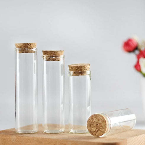 10 PCS Transparent Glass Test Tubes with Cork Stoppers, 60ML Containers for Powder Candy Storage