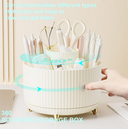 Desk Pencil Pen Holder 5 Slots, 360° Degree Rotating Organizer for Kids, Office, Home, School (Purple 2)