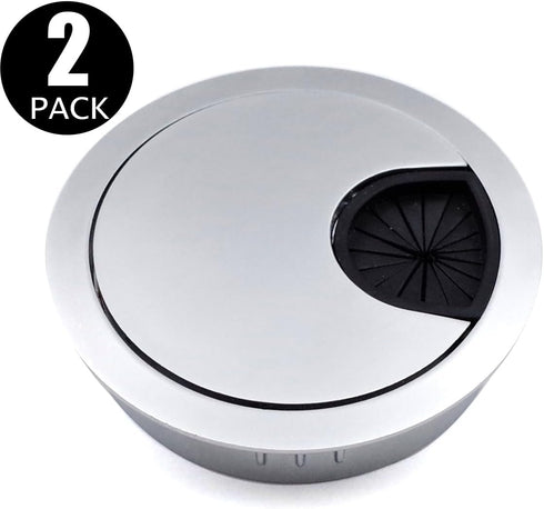 Jetland Desk Grommet for Wire Organizer, Matte Silver, Fits 2" Hole, GMS53, 2-Pack