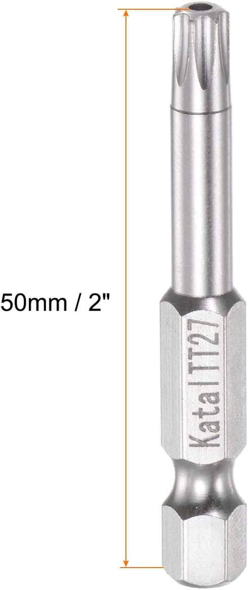 TT27 Star 7 Point Screwdriver Bit 1/4" Hex Shank 2" Length Magnetic Security Torx Power Tool, 2pcs