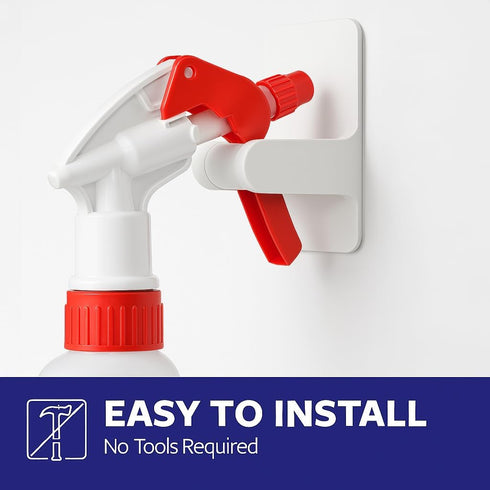 Wall Hooks for Spray Bottle - Self-Adhesive Holder for Bottles up to 32 oz, 2 Pack, White