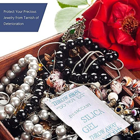 55 Pcs 5 Gram Silica Gel Packs, Transparent Desiccant Packets for Storage, Moisture Packs for Spices Jewelry Electronics