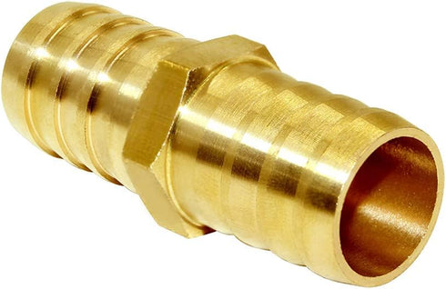 Joywayus 3/4" ID Hose Barb Fitting, Hex Union Brass Adapter for Water/Fuel/Air (Pack of 5)