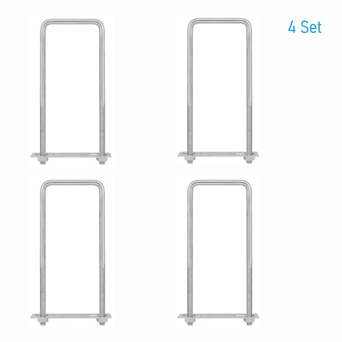 4 Sets 304 Stainless Steel Square U-Bolts, 1.57" Inner Width, 3.94" Length with Nuts