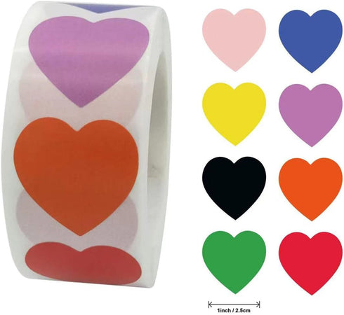 TuNan 4 2000pcs, 1 Inch Packaging Rolls Heart/Round/Paw Prints Stickers Self-Adhesive, Colorful Dogs Paw Circle Labels