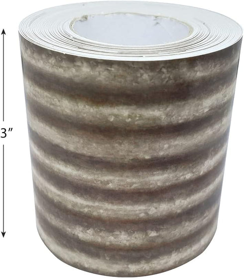 Teacher Created Resources Corrugated Metal Straight Rolled Border Trim, 50ft for Bulletin Boards, Walls, Desks,