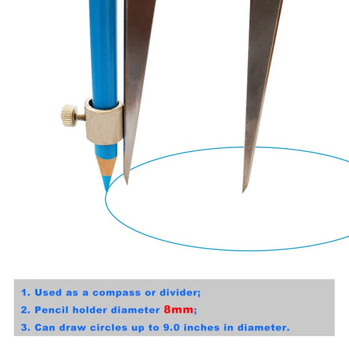 ZLKSKER 4 Inch Woodworking Compass with Pencil Holder, Precision Spring Divider/Scriber for Leather Work and