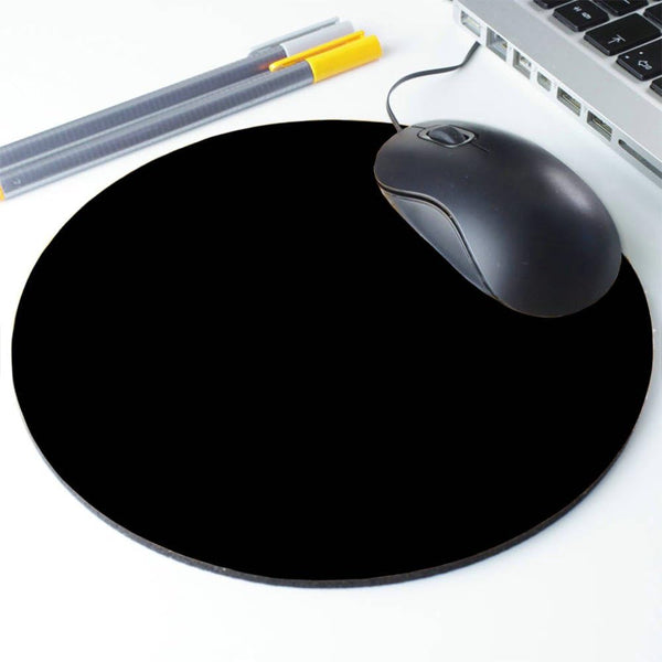 Single Circular Blank Rubber Mouse Pad - Black - 7.87" Round Diameter