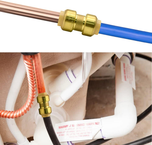 2/6/12 Pack Push-to-Connect Plumbing Fittings, 1/2" Straight with Disconnect Clip