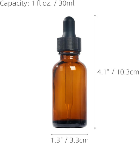 Magic Season Boston Round Glass Bottles (Amber/ 1 fl oz. with Droppers/ 2 Pcs) by Magic Season