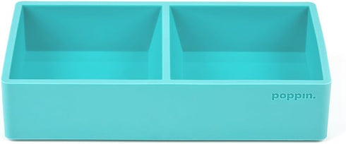 Poppin Softie This + That Tray, Aqua, Silicone, 2 Compartments, 3 x 6.25 x 1.5