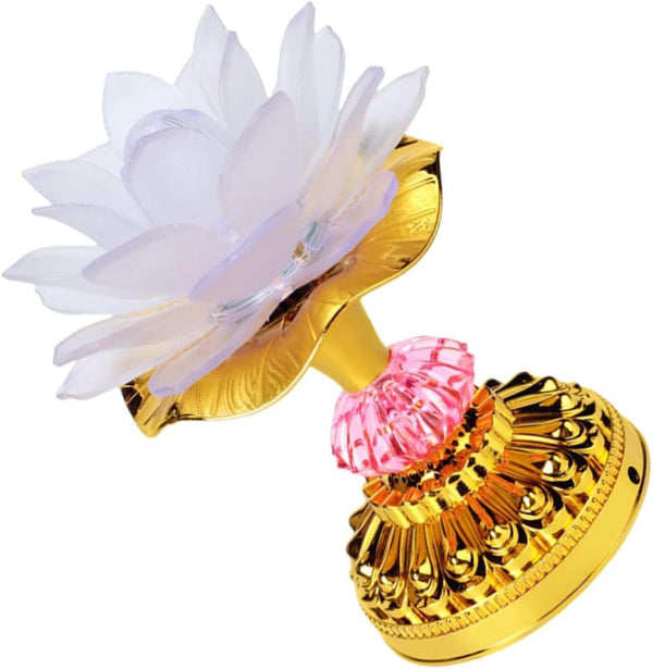 Healifty LED Lotus Shaped Lamp White Color Changing Table Light Buddha Decoration