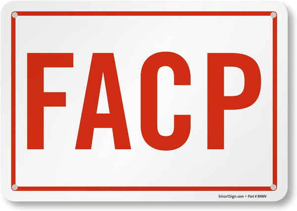 SmartSign S-9296-AL-10 "FACP" Sign | 7" x 10" Aluminum Red on White
