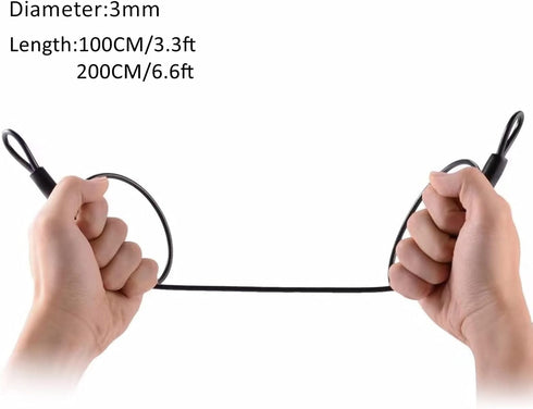 GOMRQING 3mm 200CM/6.6ft (2 Pack) Long Outdoor Travel Security Cable Lock,Braided Steel Coated Safety Cable Luggage