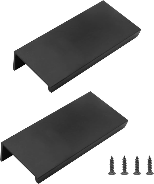 2PCS Back Mount Finger Edge Pull 80mm/3.15" Aluminum Hidden Handle Concealed Tab Pulls for Home Kitchen Living Room