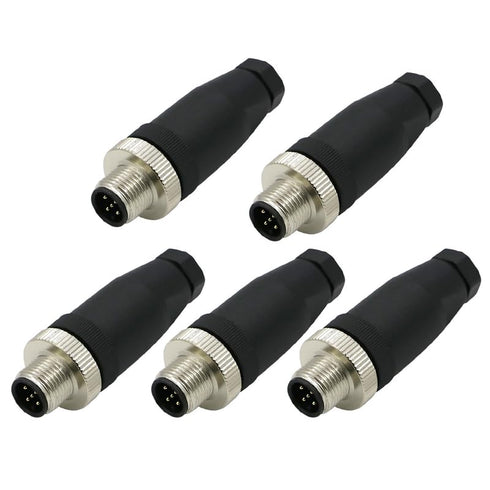 5Pcs M12 5 Pin Male Connector, A Code Unshielded Industrial Circular Connector for Electric Bicycles
