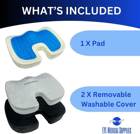 SolaceGel Enhanced Cooling Gel Cushion With Memory Foam Built In Handle Lower Back Pain Relief Improves Posture